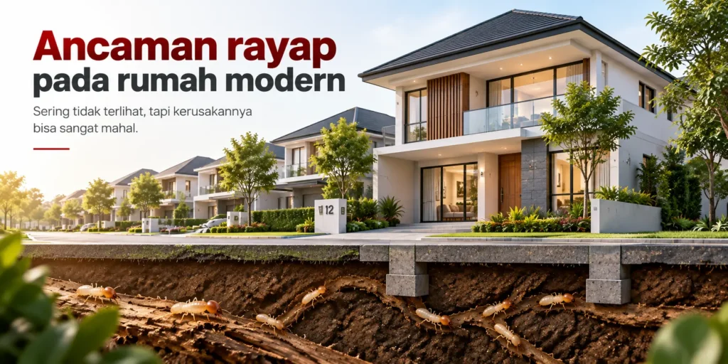 Ancaman rayap pada rumah modern yang menyerang bangunan dari dalam tanah